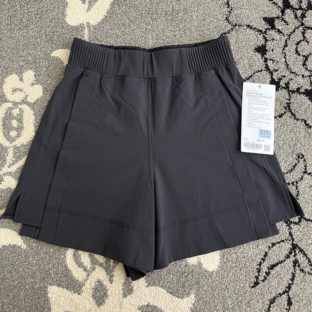 Lululemon Athletica Black High Waist Shorts - Stretch Woven Relaxed Fit